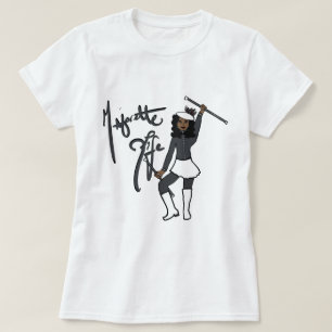Grau-weißes T-Shirt mit tanzendem Mädchen