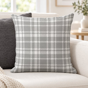 Grau-weißes Tartan-Karomuster Kissen