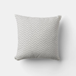Grau-weißes wellenförmiges Chevron-Zickzack-Muster Kissen