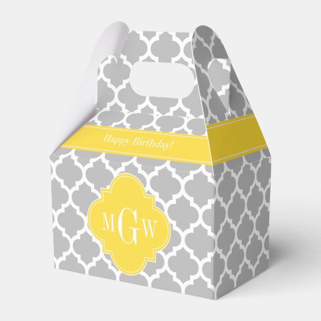 Grau Welch marokkanischer #5 Ananas 3 Anfangsmonog Geschenkschachtel (Vorderseite)