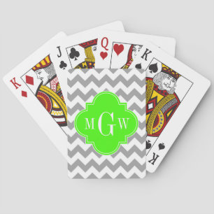 Grau Welches Zickzack Limone Quatrefolie 3 Monogra Spielkarten