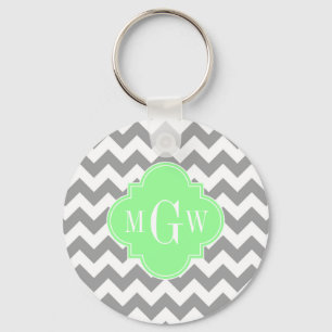 Grau Welches Zickzack Minze Quatrefolie 3 Monogram Schlüsselanhänger