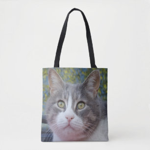 Grau-White Cat Tote Bag Tasche