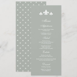 Grau | White Fleur-de-lis Wedding Menu Cards Menükarte