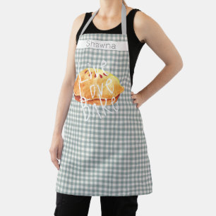 Grau White Gingham Live Liebe Bake Personalisiert Schürze