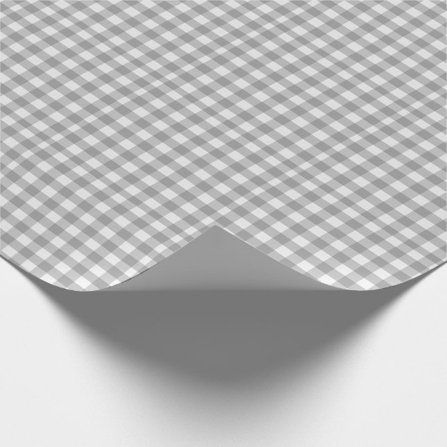 Grau White Kariert Gingham Country Farmhouse Einfa Geschenkpapier (Ecke)