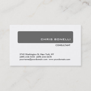 Grau White Trendy Modern Consultant Business Card Visitenkarte