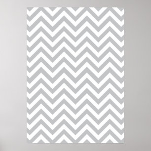 Grau & White Zig Zags Poster
