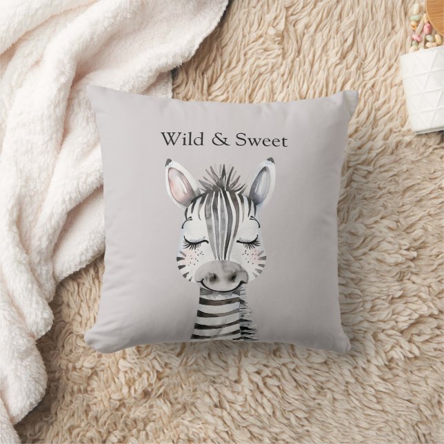 Grau Wild & Süße Zebra Kissen (Decke)
