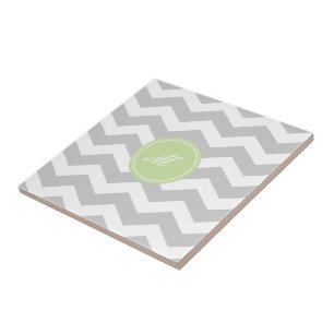 Grau Zickzack mit Monogram Tiles Fliese