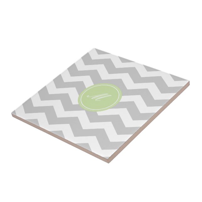 Grau Zickzack mit Monogram Tiles Fliese (Seite)