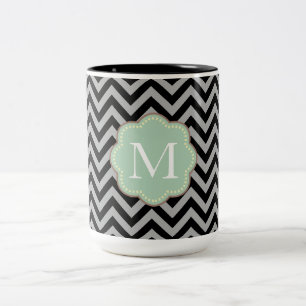 grau Zickzack Zweifarbige Tasse