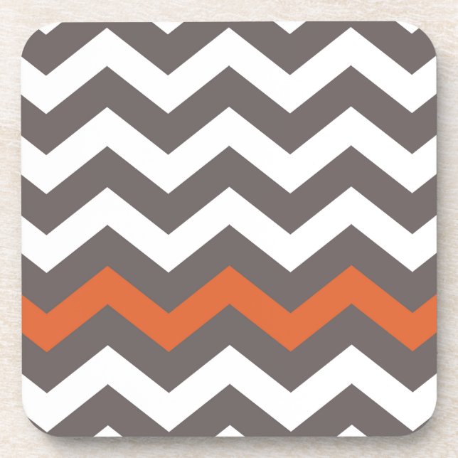 Grau-Zigzag mit Orangenstreifen Getränkeuntersetzer (Vorderseite)