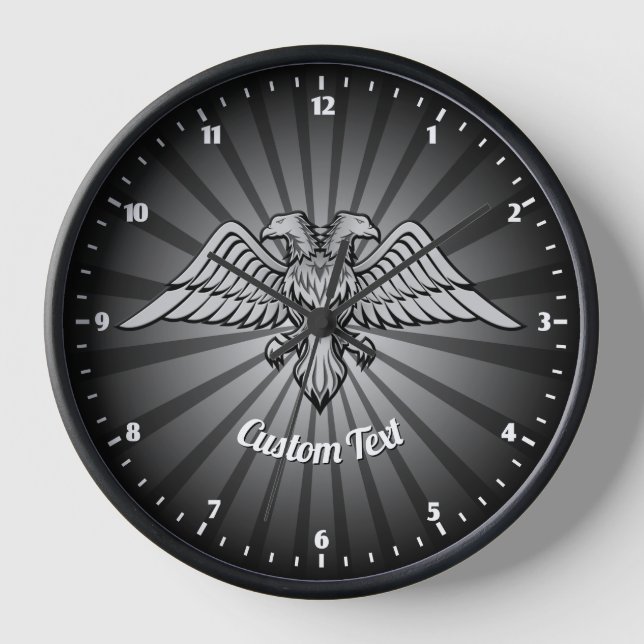 Grauadler mit zwei Heads Wall Clock Uhr (Vorderseite)