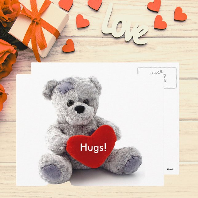 Graubär mit Herz Postkarte (Grey Bear With Heart Postcard)