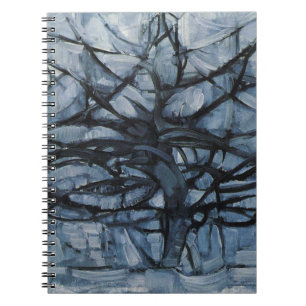 Graubaum von Piet Mondrian Notizblock