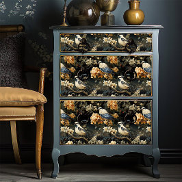 Graublau, blass, orange Viktorianische Vögel Bohem Seidenpapier