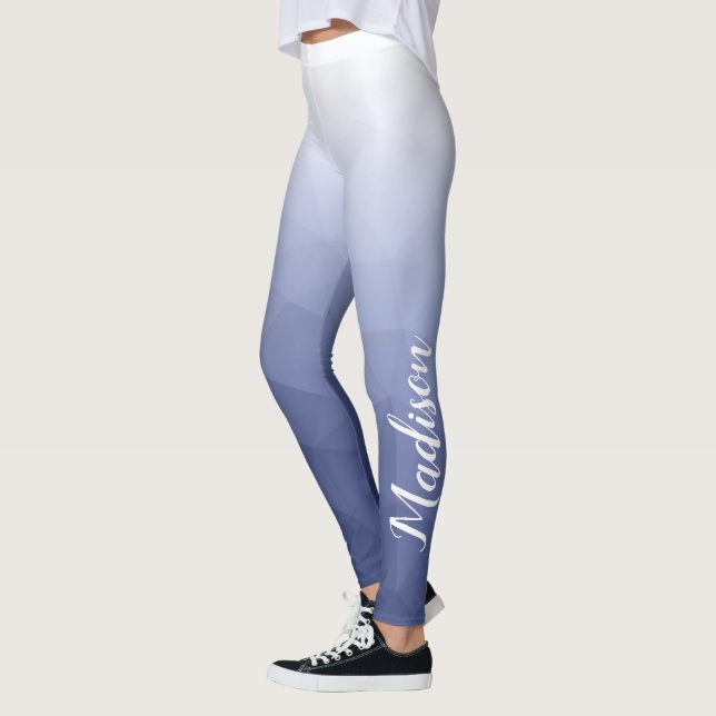 Graublau, Gradient Geometry Mesh Individuelle Name Leggings (Links)