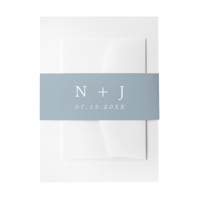 Graublau minimalistisch moderne Hochzeit Einladungsbanderole (Vorderseite Beispiel)