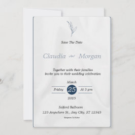 Graublau Save the Date Hochzeitseinladung Einladung