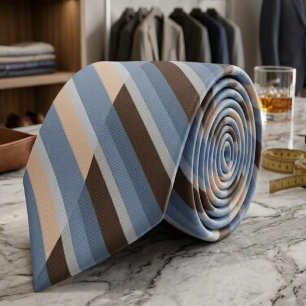 Graublau-Streifen auf geteiltem Beige und Braun Krawatte