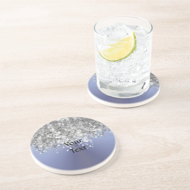 Graublau und Imitat Glitzer Sandstein Untersetzer (Seite)