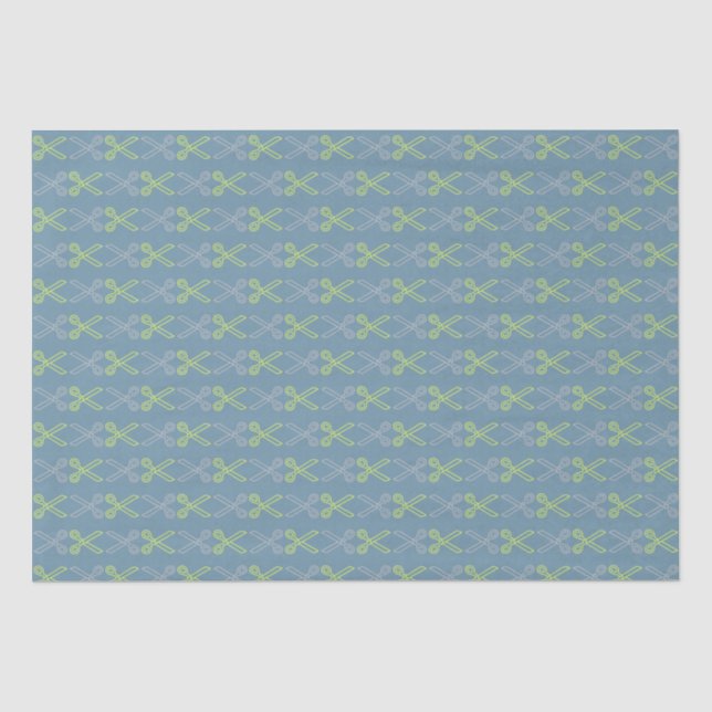 Graublaue Aquamarin-gelbe Grauschere Musterkunst Seidenpapier (Vorderseite)