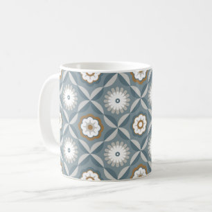 Graublaue Retro-Blume Kaffeetasse