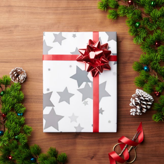 Graublauer Glücksstern Geschenkpapier (Feiertagsgeschenk)