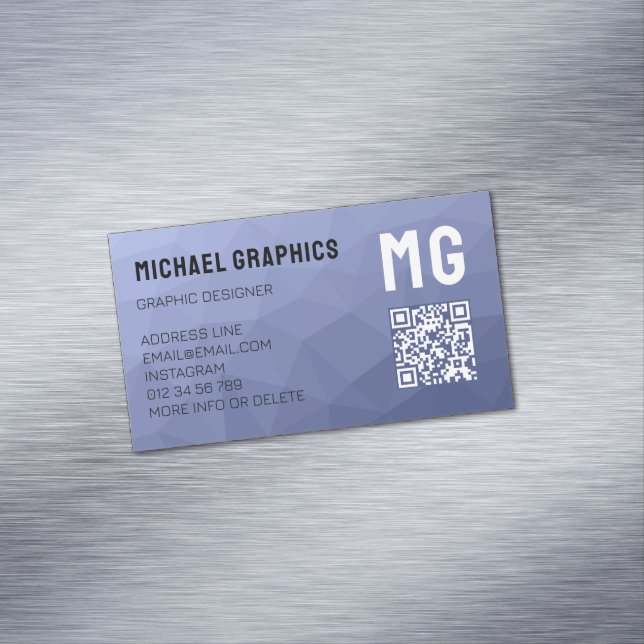 Graublauer Gradientengeometrie QR-Code Magnetische Visitenkarte (Beispiel)