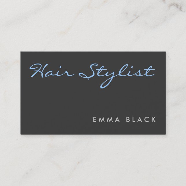 Graublauer Kalligraphie Hair Stylist Salon Wellnes Visitenkarte (Vorderseite)