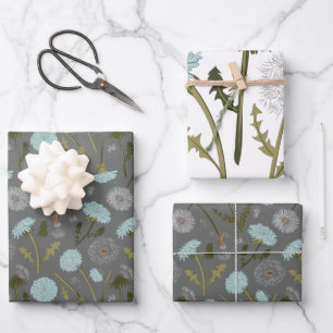Graublauer Kronleuchter Muster für Blume Geschenkpapier Set