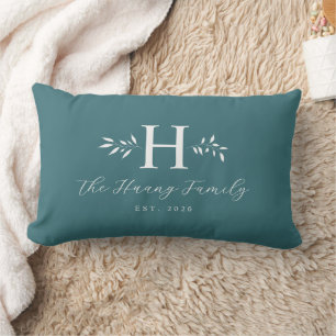 Graublauer personalisierter Familienname Monogramm Lendenkissen