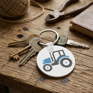 Graublauer Traktor Schlüsselanhänger