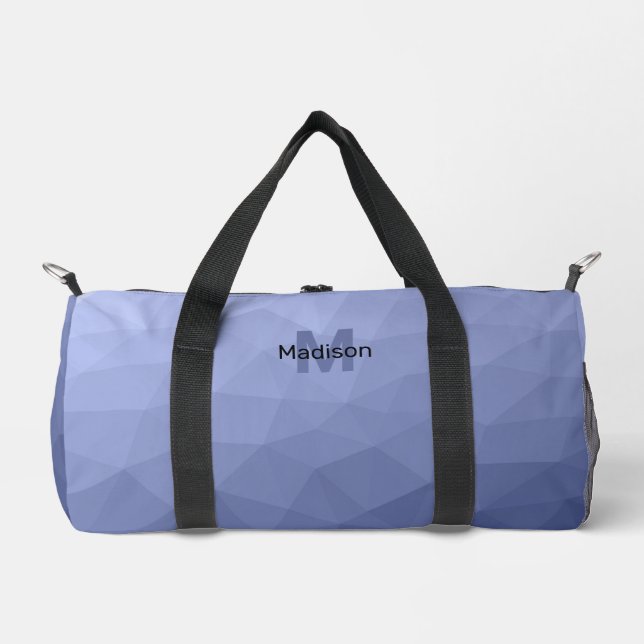 Graublaues geometrisches Maschenmuster Monogram Duffle Bag (Vorderseite)
