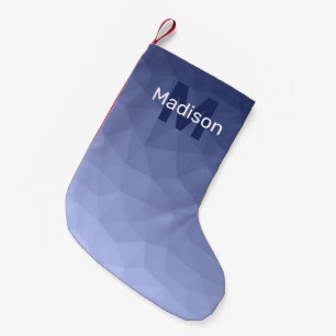 Graublaues geometrisches Maschenmuster Monogram Kleiner Weihnachtsstrumpf