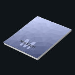 Graublaues geometrisches Maschenmuster Monogram Notizblock<br><div class="desc">Monogram Personalisieren Sie Ihr Notebook-Büromaterial mit Ihrem individuellen Vor- und Namen. Dreieck geometrische Masche mit dunkelblau grauem Ober-Farbverlauf.</div>
