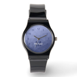 Graublaues geometrisches Maschenmuster Monogram Wa Armbanduhr