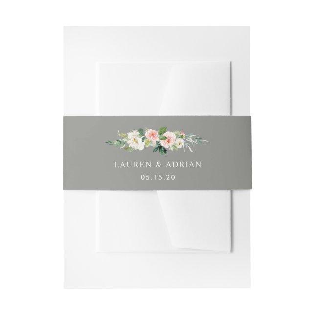 Graublütenblütenblütenhochzeit Einladung Bauchband Einladungsbanderole (Vorderseite Beispiel)