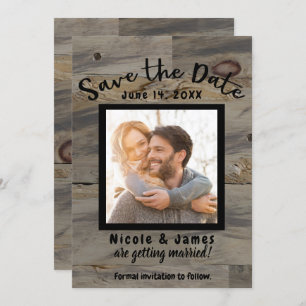 Graubraun-Holz, rustikal Save the Date Einladung