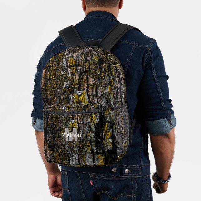 Graubraun-Holzrinde, kundenspezifischer Monogram-N Bedruckter Rucksack (Insitu (Modell))