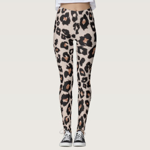 Graubraun, schwarzer Leopard Leggings