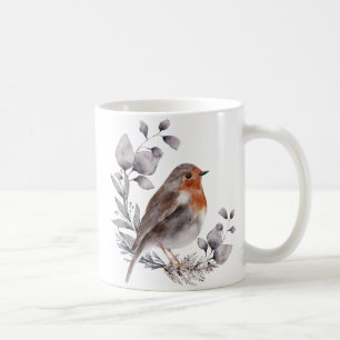 Graubraun Wasserfarbe Robin Bird Tasse