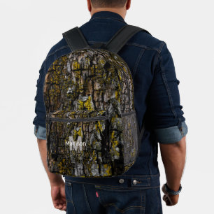 Graubraune Holzrinde benutzerdefiniertes Monogramm Bedruckter Rucksack