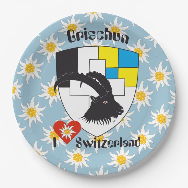 Graubünden Schweiz Pappteller (Vorderseite)