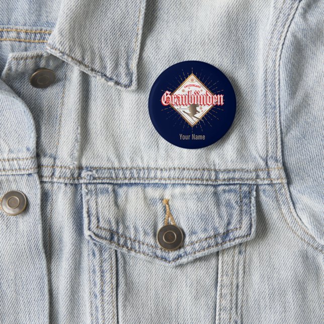 Graubünden Schweiz Retroskier Vintag Button (Beispiel)