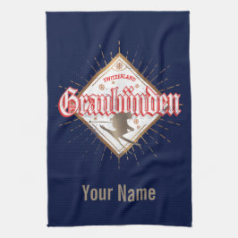 Graubünden Schweiz Retroskier Vintag Geschirrtuch