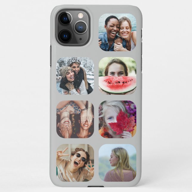 Graue 7 Foto Collage Template iPhone Case Hülle (Rückseite)