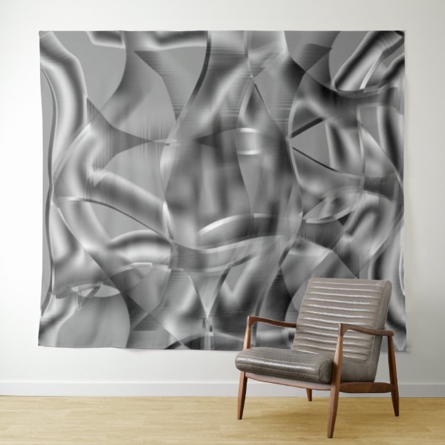 Graue, abgerundete Formen, in hellen Tönen Wandteppich (Beispiel (Horizontal))