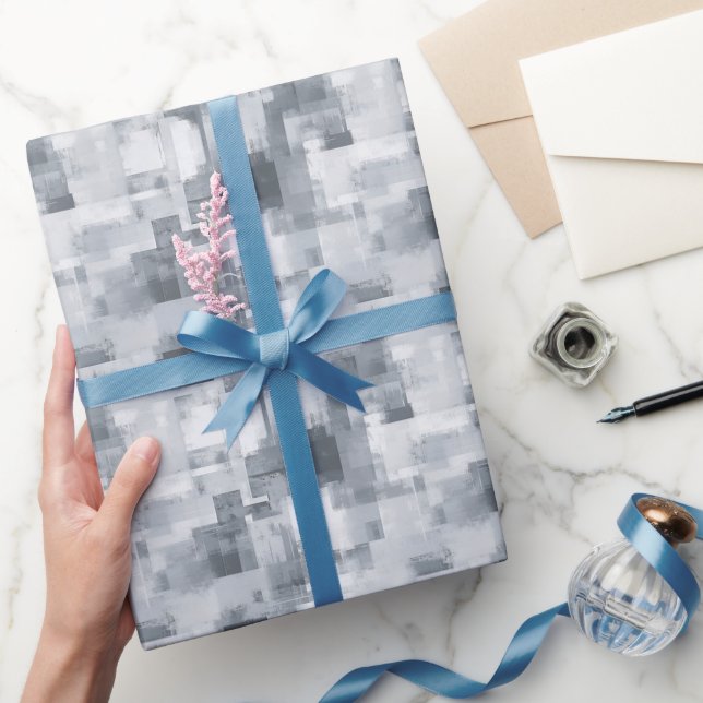 Graue abstrakte Malerei  Geschenkpapier (Schenken)
